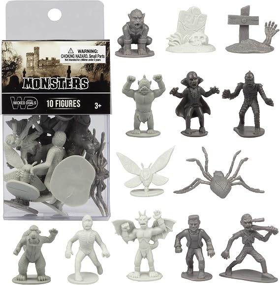 SCS Direct Halloween Monster Action Figure 10pc Bucket, Horror Toy Figures