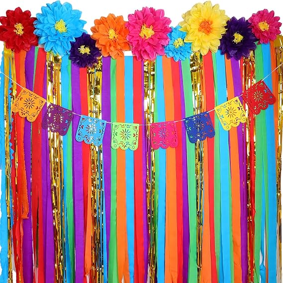 TaoBary 16 Pcs Mexican Fiesta Decorations Paper Flowers Set,Elegant Style