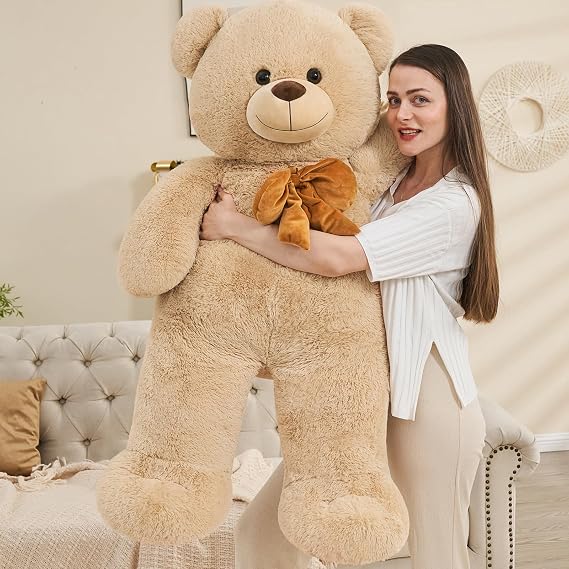 Tezituor Giant Teddy Bear, 4 Feet Soft Big Stuffed Animal Life Size 47 Inch Plush Bear Toy Valentines Anniversary Birthday Gift for Girlfriend Kids,Brown
