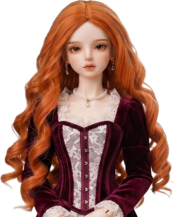 Miss U Hair 8-9 Inch 1/3 BJD Wig MSD DOD Pullip Dollfie Long Carrot Ginger Red Curly Hair Wigs Handmade