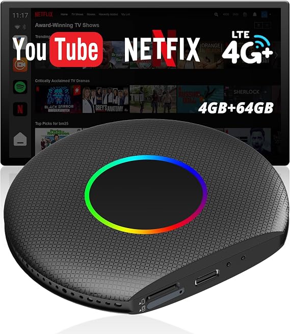 Wireless CarPlay Adapter, 4G LTE | GPS | Full Android OS Magic AI Box, Smart Wireless Android Auto Adapter with AI Assistant, IoT Hub, Bluetooth, Support for YouTube/Netflix