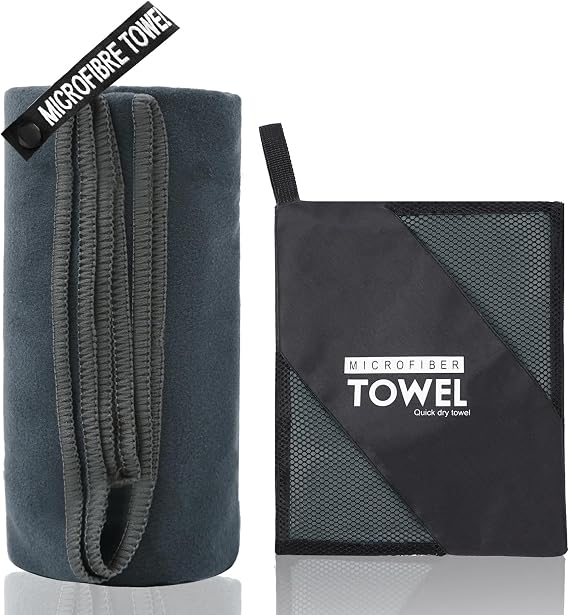 Microfibre Towel, Deep Gray, 80x40cm | Compact, Ultra Lightweight, Quick Dry, Perfect for Gym, Travel & Swimming