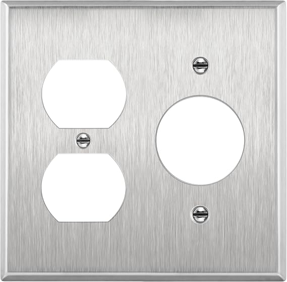 ENERLITES Combination Duplex or Receptacle 1.406" Hole Metal Wall Plate
