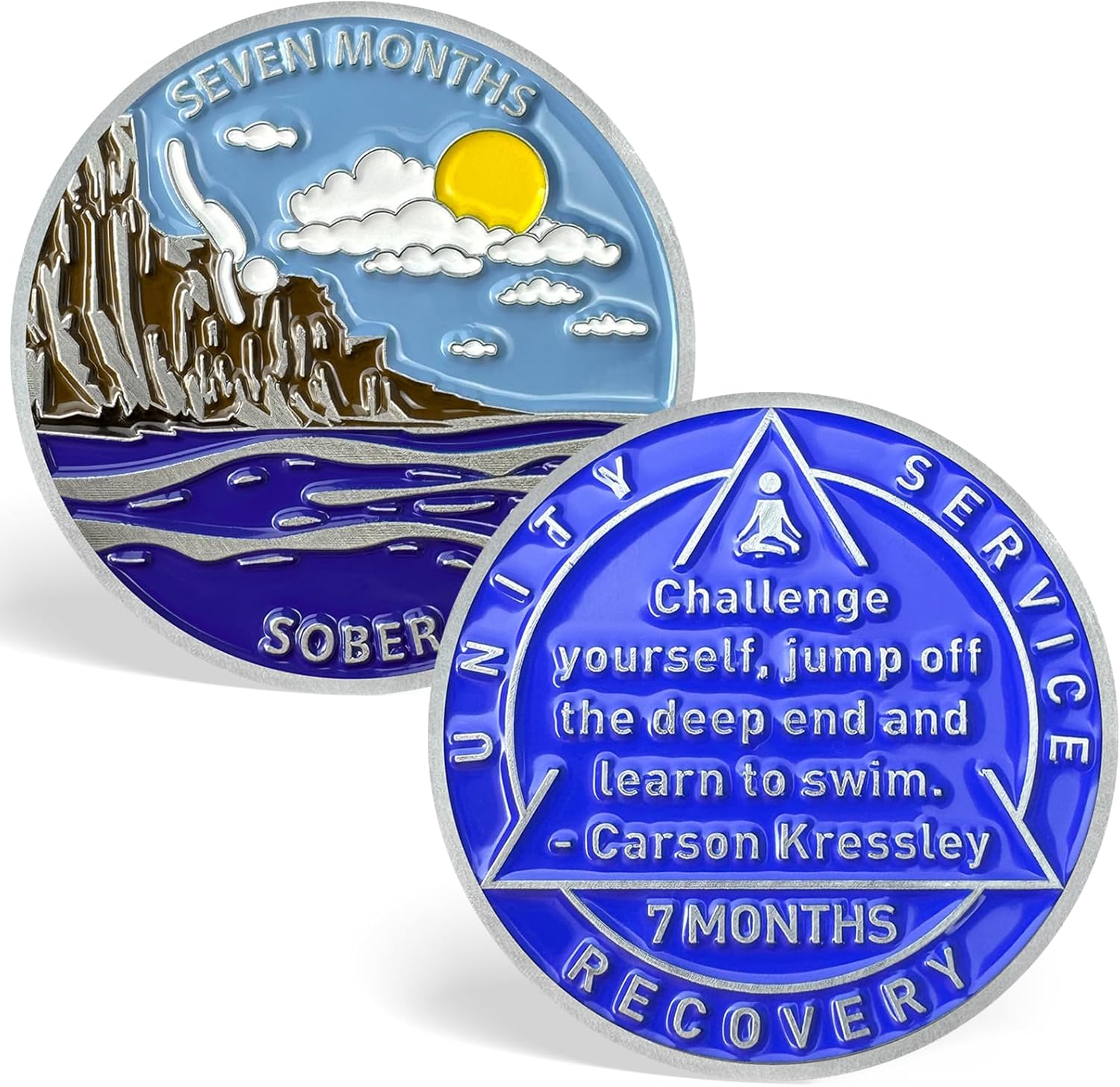 7 Month Sobriety Coin, Challenge Yourself 7 Months AA Sobriety Medallion Chip - Inspirational Sober Chips Recovery Coin AA Tokens for Alcoholics Anonymous Recovery Sober Gifts
