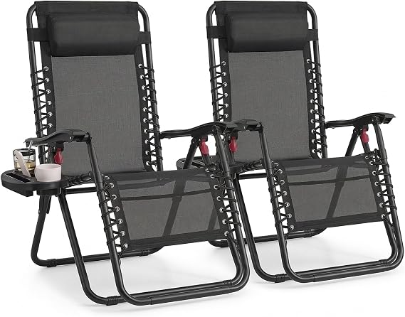 SONGMICS Set of 2 Zero Gravity Reclining Chairs, Folding Sun Loungers