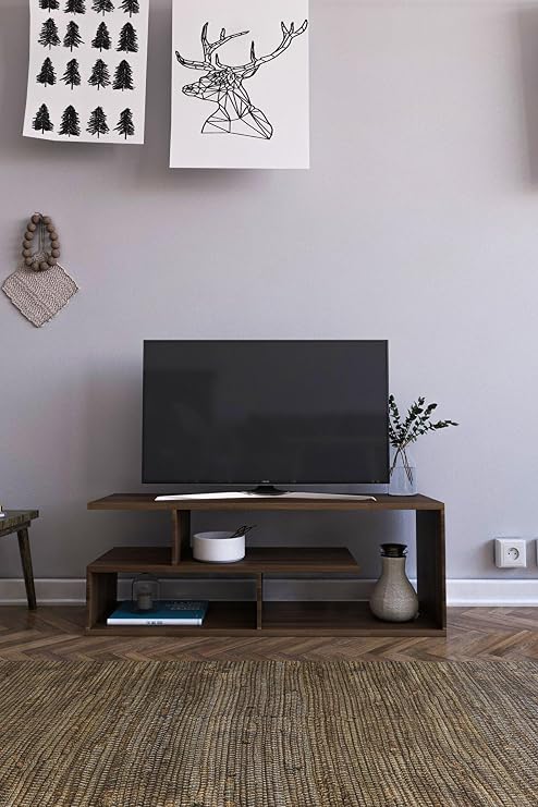 Tv Ünitesi Tv Sehpası Kitaplık Salon Oturma Odası Tv Ünitesi (Ceviz)