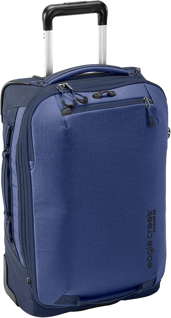 Eagle Creek Expanse 2-Wheel International Carry On Luggage - Efficient Packing Capacity for Strict Baggage Requirements - Heavy Duty Wheels - Telescoping Handle - Pilot Blue - 21.5