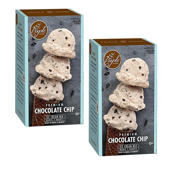 Triple Scoop Vanilla Choc Chip Ice Cream Mix, Gourmet, Ready In 5 Min, 2 Pack