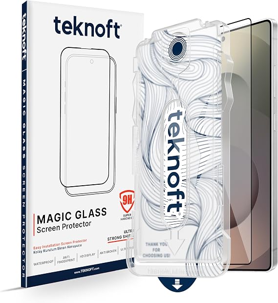 Teknoft Samsung Galaxy S25 Ultra ile Uyumlu Otomatik Hizalama Aparatlı Takılırken Toz Toplama Özellikli Ekstra Güçlendirilmiş Lazer Kesim Ekran Koruyucu Kırılmaz Cam (Galaxy S25 Ultra)