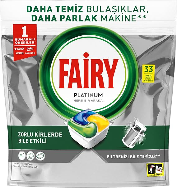 Fairy Platinum Bulaşık Makinesi Deterjanı Kapsülü 33 Yıkama Limon Kokulu