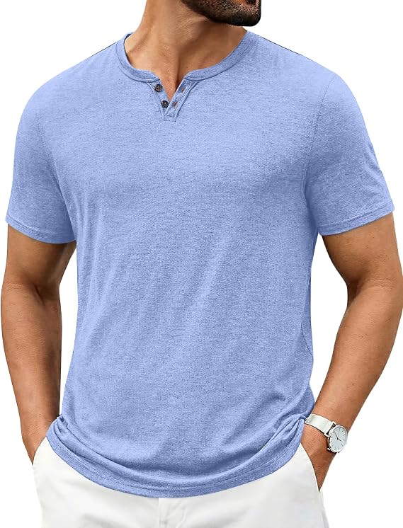 COOFANDY Men's T Shirts Short Sleeve Casual V Neck T-Shirt Soft Notch Neck Tee Classic Plain Shirts