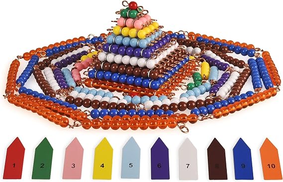 BOHS Montessori Math Bead Chains, Counting 1-100, Multiplication Prep