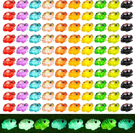 120 Pcs Luminous Mini Resin Frog Miniature Frog Figurines for DIY Fairy Garden Miniature Moss Landscape