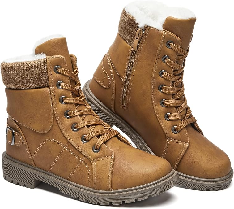 SERNIAL Womens Winter Snow Boots Fur Lined Ankle Boots