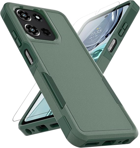 for Motorola Moto G 2026 / Moto G 2025 / Moto G Play 2026 Case: Dual Layer Protective Heavy Duty Cell Phone Cover Shockproof Rugged with Screen Protector - Military Protection Bumper Tough, Dark Green