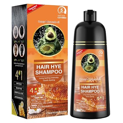 Chestnut Brown Hair Dye Shampoo 3 in 1 for Women & Men 100% Gray Hair Coverage - Herbal Ingredients Natural Plant Hair Color - Hair Dye in Minutes 500ML