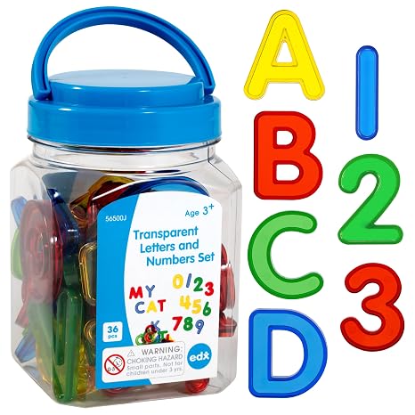 edxeducation Transparent Letters and Numbers, Mini Jar