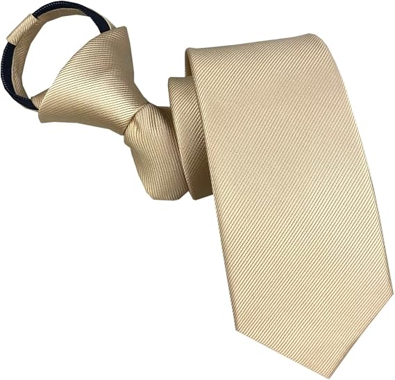 Mens Zipper Tie Skinny Business Wedding Striped Polka Dot Microfiber Pre-tied Necktie