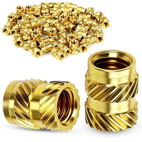 60pcs Threaded Inserts M4 Threaded Inserts for Plastic Heat Set Insert Tool Thread Insert 3D Printing Brass Metric Knurled Nuts
