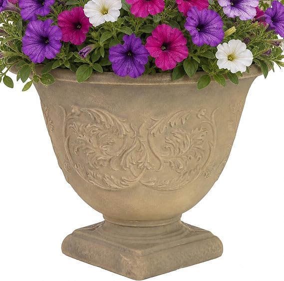 Sunnydaze Darcy 16'' Large Round Plant Pot, Beige