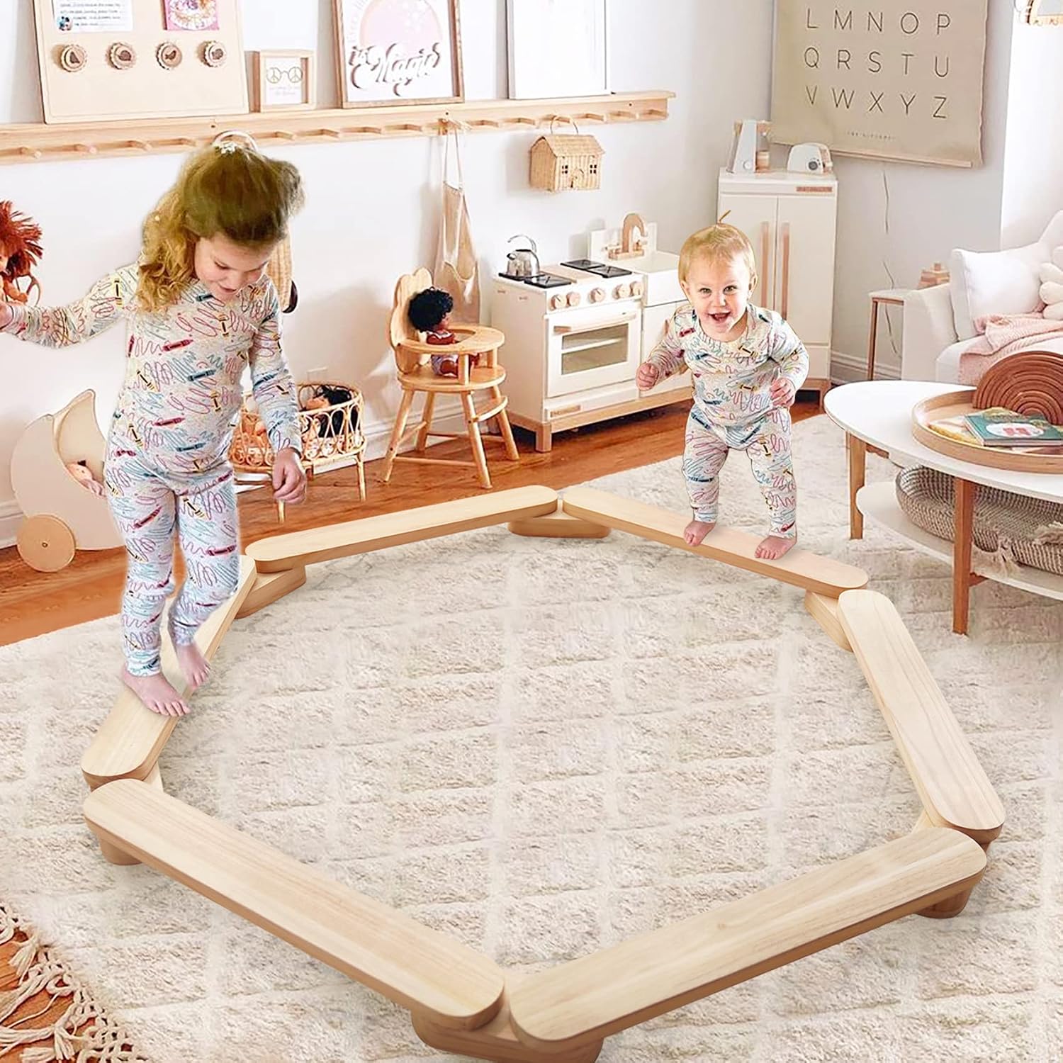 Balance Beam Stepping Stones Gymnastics Obstacle Course Balance Board Kids, Montessori Toy, Montessori Furniture, Montessori Wooden Furniture, Toddler Gift, Wooden Balance Beam, Gymnastic Beam
