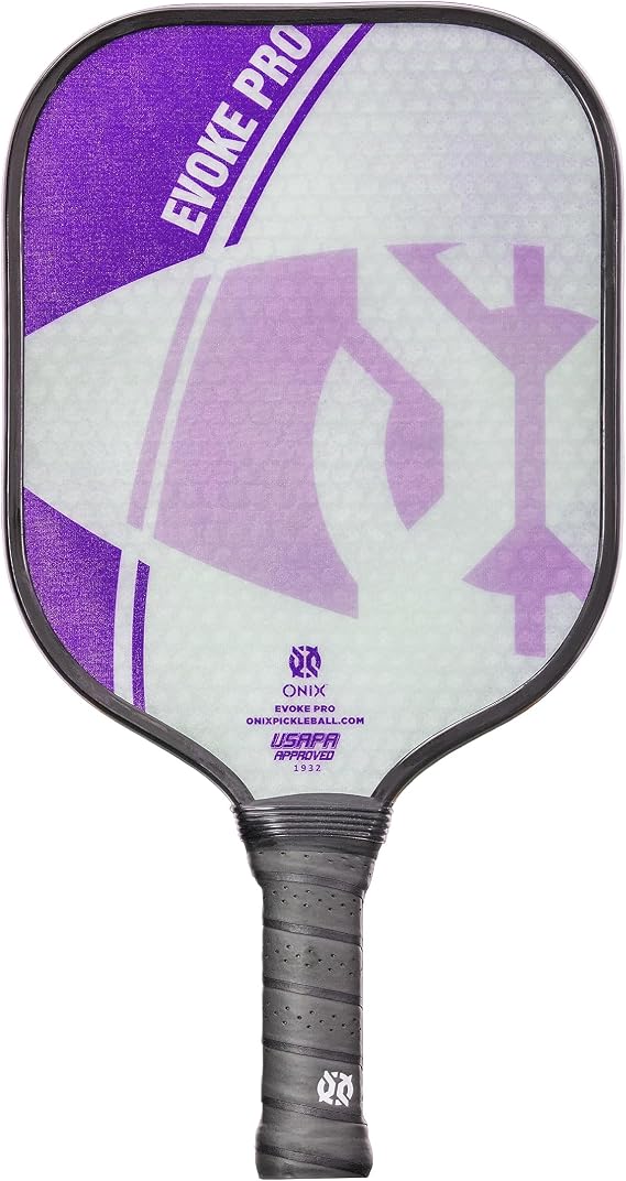 Onix Evoke Pro Composite Face Incredible Touch Maximum Control and Spin Pickleball Paddle Polypropylene Honeycomb Core with Protective Edge Guard Widebody Shape