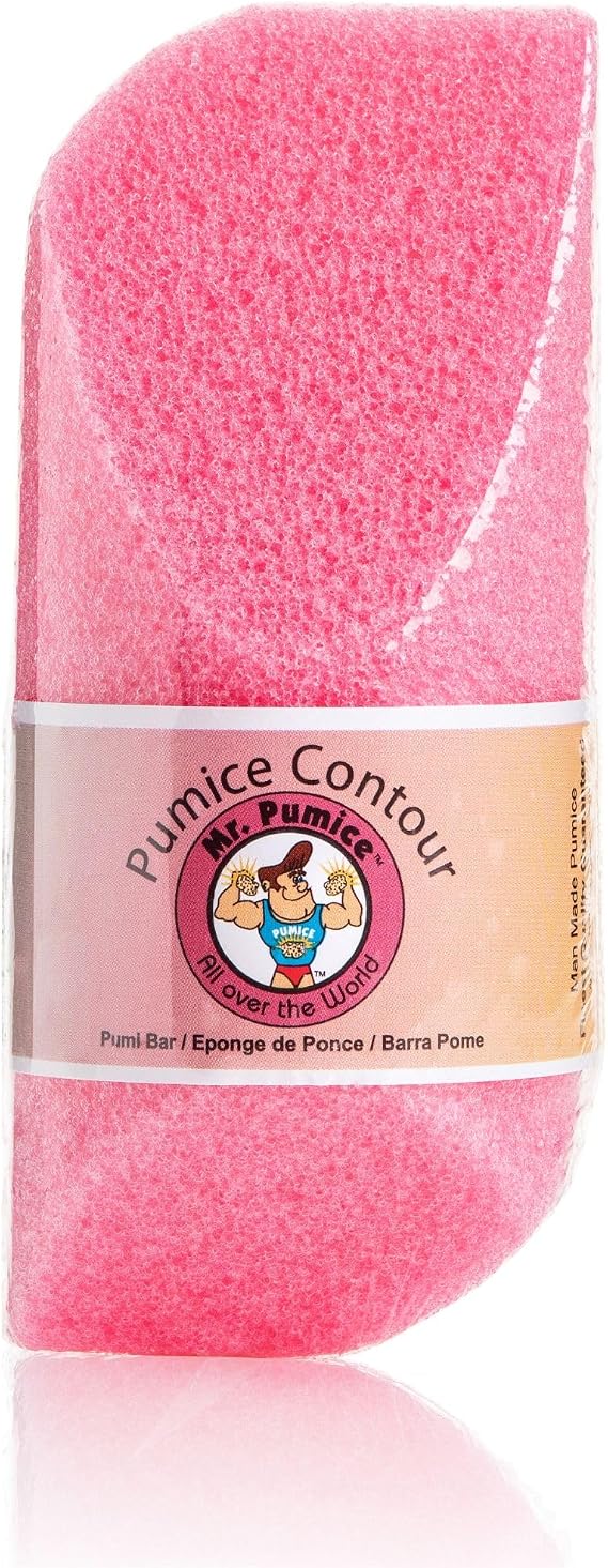 Mr. Pumice Stone for Feet Contour PUMI Bar - Foot Scrubber, Dead Skin Removal, Pink Callus Remover for Smooth Heels, Pedicure Smoothing Tool