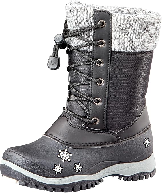 Baffin Unisex Kids' Junior AVERY Waterproof Insulated Comfort-Fit Multi-Layer Mid-Calf Lace-Up Snow Boots, Arctic Rubber Base