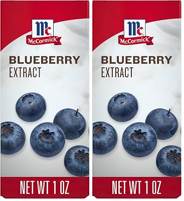 McCormick Blueberry Extract with Other Natural Flavors, Distinctive, Sweet Blueberry Flavor and Aroma for Baking Cookies, Cake, and Muffins, and Beverages Like Lemonade, Mocktails, and Smoothies, 1 fl oz