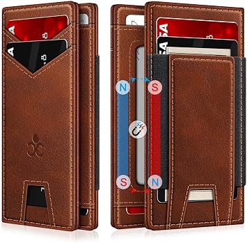 Wallet for Men Slim Leather Wallets for 9-13 Cards, RFID Blocking Thin Card Holder Wallet with ID Window & Stretchable Cash Slot, Minimalist Bifold Small Wallet for Front Pocket, Birthday Gift for Men