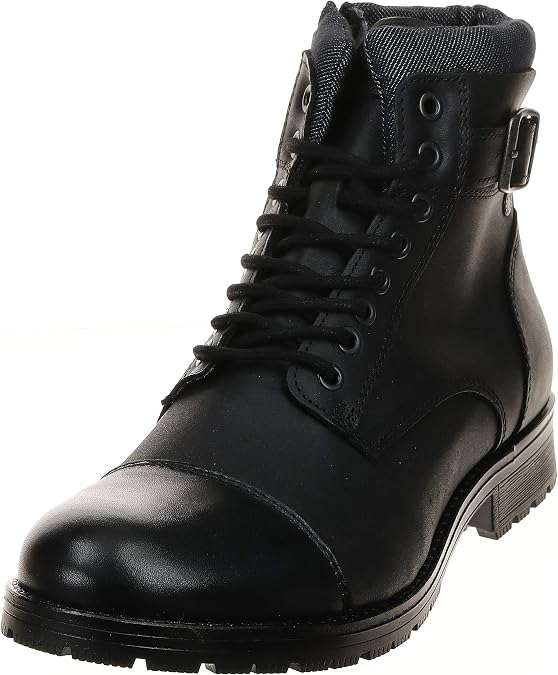 Jack & Jones Men's Jfwalbany Leather Brown Stone STS Biker Boots