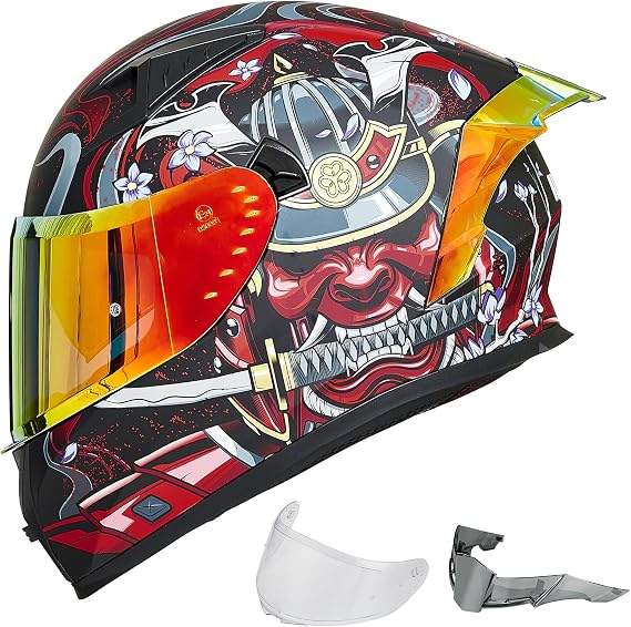 ILM Full Face Motorcycle Helmet Man Woman-Motorcycle Helmet with 2 Visors Pinlock-Compatible Clear and Tinted-Street Bike Motocross Casco ECE Model Z501