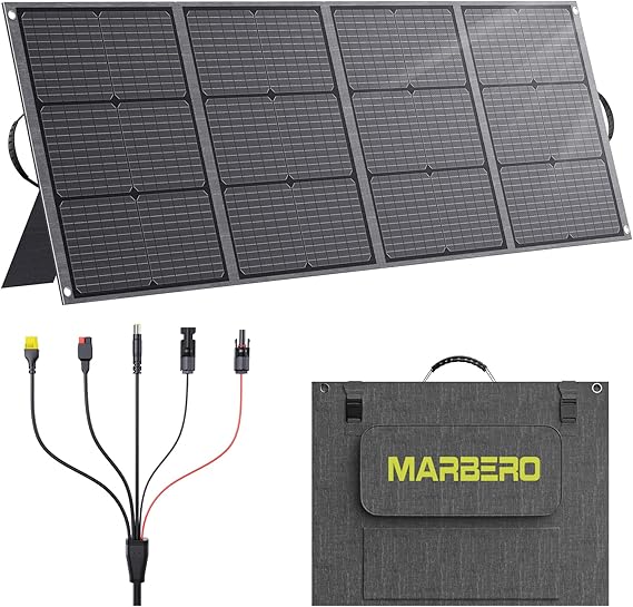 MARBERO 200W Portable Solar Panel for Power Station IP68 Waterproof 200 Watt Foldable Solar Charger >23% High Efficiency Compatible with Solar Generator for Camping RV Outdoor Cloudy