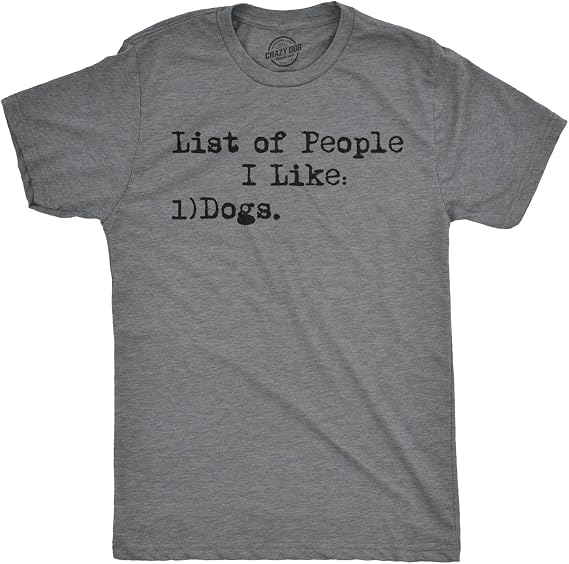 List of People I Like Dog Funny Animal Lover Cool Mens T Shirts | Funny T Shirts, Graphic Apparel for Men, Cool Dog Short Sleeve, Introvert, Soft Cotton Blend, Novelty Tees for Guys