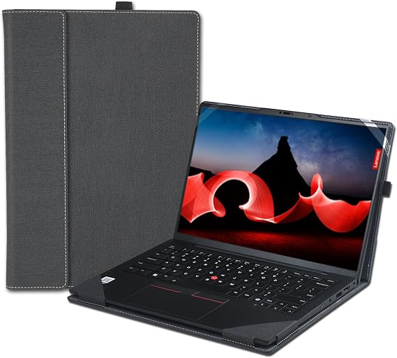 New Laptop Cover Case for 14 inch Lenovo Thinkpad X1 Carbon Gen 12 Gen13 & for ThinkPad X1 2-in-1 Gen 9,PU Leather Protective Sleeve Bag with Heat Dissipation Bracket (Dark Gray)