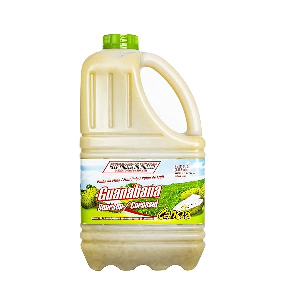 Canoa Fruit Purees | Made with Real Fruit | 64 fl oz | Great for Juices, Smoothies, Cocktails, Desserts, Sauces, Marinades & More (Guanabana/Soursop)