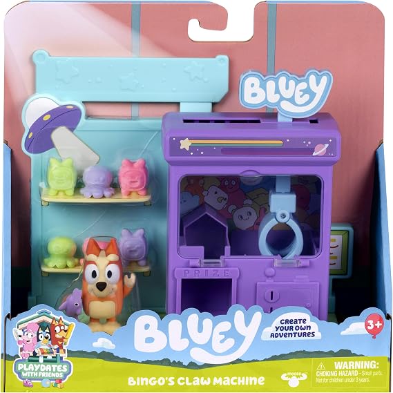 Bluey Bingo's Claw Machine Playset, Working Claw, 6 Prizes