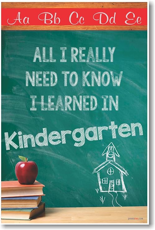 All I Really Need to Know I Learned in Kindergarten Classroom 12"x18" US Made Poster