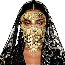 OIDEA Multi-Layer Coin Tassel Cosplay Mask: Gold Retro Party Mask Veil Headwear for Women