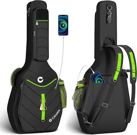 CAHAYA Guitar Case Acoustic Soft - 0.47in Thick Padding 5 Pockets Guitar Gig Bag with Adjustable Shoulder Strap Compatible with 40 41 42in Acoustic Guitars