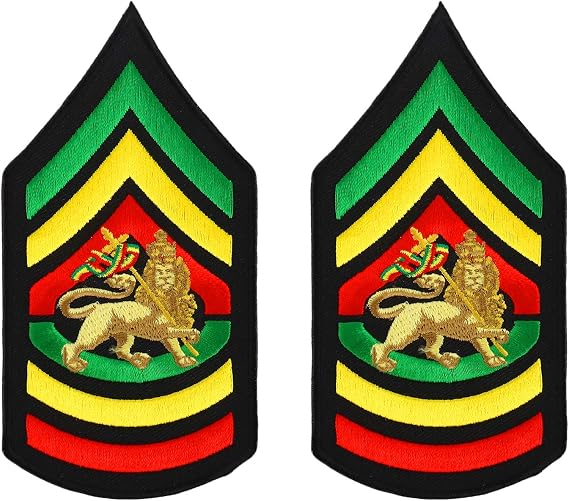 Sergeant Military RGY Rasta Embroidered Iron on Patch 2 Pack