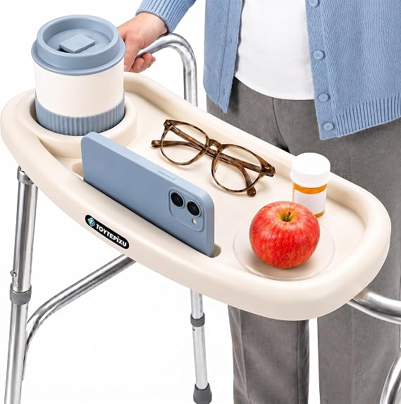 White Walker Caddy Tray for Folding Walkers