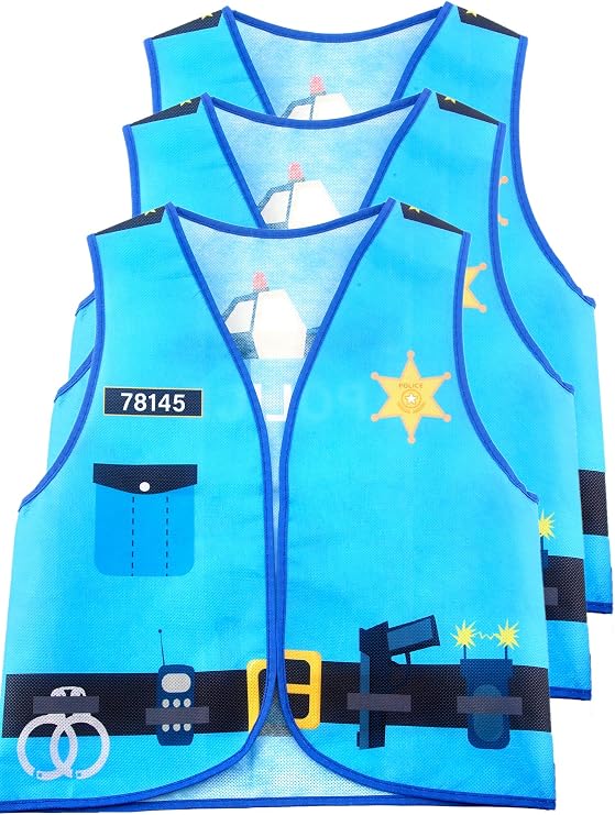 3 Pcs Kids Community Helper Dress Up Vest Police Costumes Vest for Boys Girls Career Day Halloween Cosplay