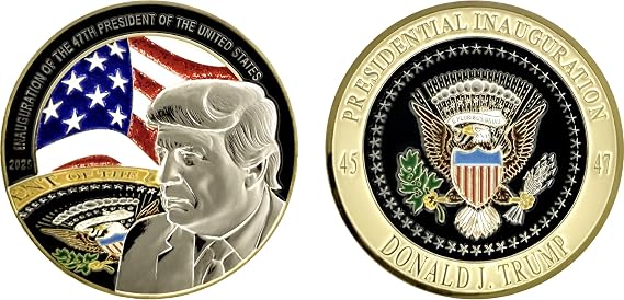 Presidential Challenge Coin: 2025 Inauguration of The 47th President Donald J. Trump, Size 2" Round Shape