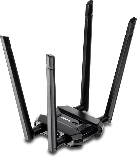 TRENDnet AC1900 High Power Dual Band Wireless USB Adapter, TEW-809UB, Stream 4K HD Video, Windows-Mac OS Compatible, NDAA & TAA Compliant, Increase Your Coverage, Detachable High Gain Antennas, Black