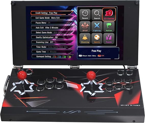 26800 DX Portable Arcade Game Console, 17.5 inch 1280P HD Screen Metal Box Two Player, Retro Video Game Machine Search/Hide/Save/Load/Pause Functions (RED 9800)