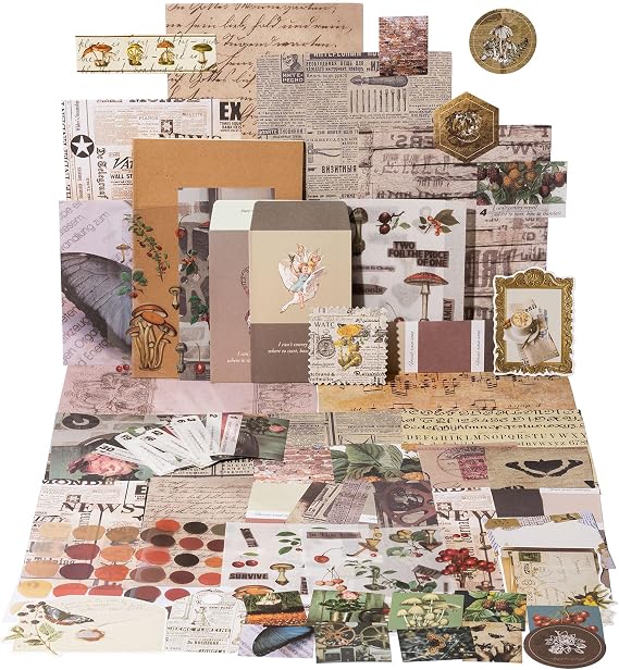 YagCu Scrapbook Kit for Beginners, Aesthetic Junk Journal Supplies, Scrapbooking and Journaling Materials, Bullet Journals Stationery, Planner DIY Arts Craft Paper, Women Adults