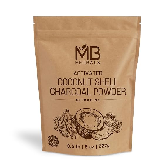 MB Herbals Activated Charcoal Powder from Coconut Shell 8 oz (227 Gram / 0.5 LB) | For EXTERNAL USE ONLY | Face Packs and Masks| Soap Making | ToothPowder