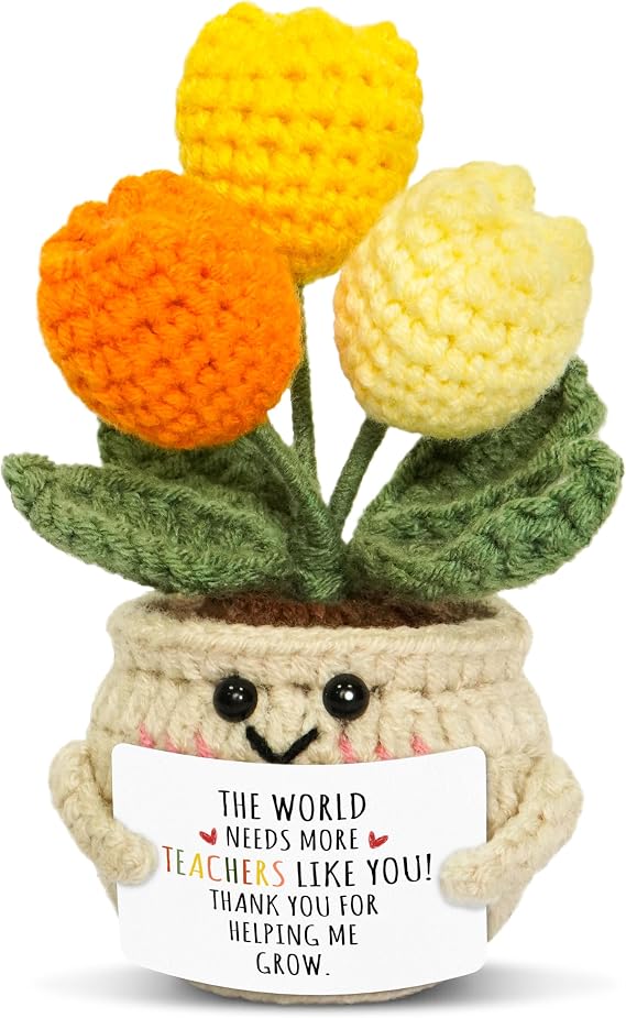 OASSIE Teacher Gifts for Women Men - Positive Crochet Tulip, Back to School