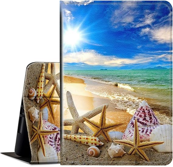 for for Fire HD 10 Case 2021,Fire HD 10 Plus Tablet Case (11th Generation, 2021 Release), Multi-Angle Slim Stand Smart Cover Cases for New Amazon Kindle Fire HD 10 10.1"- Beautiful Beach Seashells